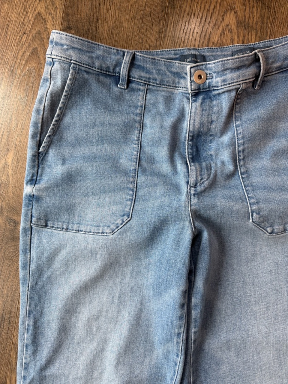 J. Jill Denim High-Rise Wide Leg Women's 12 Light Wash Comfort Preppy Stretchy - Picture 4 of 16